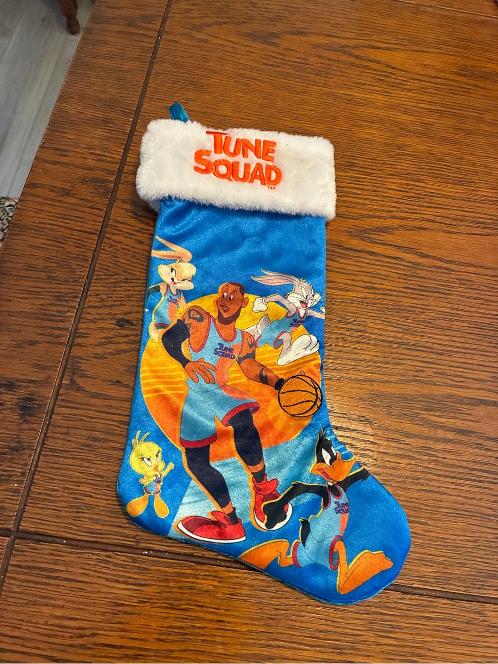 Tune Squad Blue Holiday Stocking with Character Print